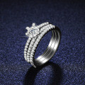Sterling Silver Moissanite Three-Row Stackable Ring Set-0-3