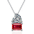 S925 Sterling Silver Cross-Border Cultured Emerald Moissanite Ruby Necklace-0-3