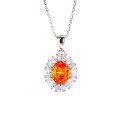 S925 Silver Necklace with Padparadscha, Paraiba, Fanta Zircon, and High-Carbon Diamond-0-3