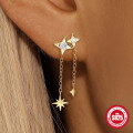 wholesale S925 Sterling Silver with Rhinestone Petal Ear Hooks and Small Pendant Earrings for Women-0-3