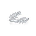 wholesale 18K Gold Olive Branch Cultured Diamond Ring, Fancy Open Setting, Feather-Inspired Adjustable Open Band-0-4