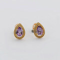 wholesale S925 silver plated with 14K gold peridot/amethyst/garnet earrings, by Dunli Jewelry-0-7