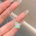 wholesale S925 Sterling Silver Forest Green Butterfly Necklace for Women, Minimalist and Versatile Collarbone Chain, Retro and Elegant Advanced Accessory-0-1