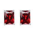 wholesale 925 Sterling Silver Rectangle Gemstone Zircon Ear Studs, European and American Fashion Minimalist Crystal Birthstone Earrings, Niche Wholesale-0-5