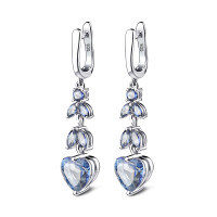 wholesale S925 silver inlaid with colored crystal, fashionably designed gemstone earrings with a light luxury vibe, direct supply from the manufacturer-Iolite Blue Crystal &gt; 925 Silver