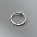 wholesale S925 silver with diamond inlaid rhombus ring, Korean style sweet and delicate summer women's jewelry J9750-0-4