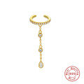wholesale S925 Sterling Silver Single Row Diamond-Encrusted Tassel Ear Clips, Korean Style-0-5