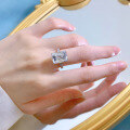 wholesale 925 Silver New Jewelry High Carbon Diamond Emerald Cut 10*14 Rectangle European and American Popular Ring-0-3