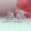 wholesale 925 Sterling Silver New Heart-shaped Earrings with Trapezoid Design, Trendy, Elegant, and Versatile Style-0-3