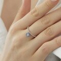 wholesale S925 Sterling Silver INS Style Women's Ring with Blue Disc Pendant Design, Light Luxury Advanced Sense Bead Ring-0-2