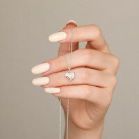 wholesale S925 Sterling Silver Irregular Heart Freshwater Pearl Necklace For Women, Luxurious And Fashionable-A3425-white gold 925 silver