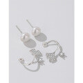 wholesale 925 Sterling Silver Freshwater Pearl Earrings Women Small Design High-End Micro-Inlaid Zircon Two-Way Wear Earrings-0-2