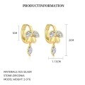 wholesale S925 Sterling Silver Floral Leaf Ear Clasp With Zirconia,。-0-7