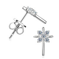 S925 Sterling Silver Square Stud Earrings with Moissanite-Style J [Clearance Sale with Free Shipping] Moissanite