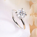 wholesale 925 Sterling Silver Gold Plated, Cross-Border New 2-Carat Moissanite Ring for Women Classic Four-Prong Moissanite Diamond Ring Jewelry Wholesale-0-1
