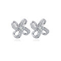 wholesale S925 Sterling Silver All-Over Diamond Zirconia Stud Earrings for Women, Versatile Lucky Four-Leaf Clover Cross-Border New Accessory TEMU-0-4