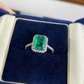wholesale S925 Sterling Silver Ring with Emerald, Inclusions, and Veiling, Square-Cut 3-Carat Diamond Ring for Women, Wholesale-0-1
