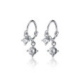 wholesale S925 Sterling Silver Compact and Agile Hoop Earrings with Geometric Diamond Accents, Double Diamond Short Drop Earrings for Women G6120-0-1
