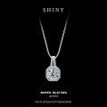 Sterling Silver Cubic Zirconia Full Diamond Simple Pendant Necklace-0-4