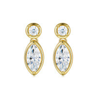 925 Silver Gold Ins Style Hypoallergenic Moissanite Luxury Earrings Wholesale-Moissanite 5*10mm + 3.5mm  925 Silver