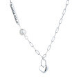 wholesale S925 Sterling Silver Korean Style Ins Mixed Pearl Heart Padlock "Imissyou" Necklace for Women-0-4