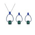 wholesale S925 Sterling Silver French Romantic Vintage Style Jewelry Set with Natural Crystal, Green Agate, and Topaz Earrings and Necklace-0-1