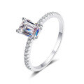 wholesale Pt950 plated S925 silver ring with radiant cut moissanite, direct from manufacturer wholesale-0-4