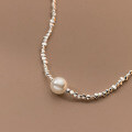 wholesale S925 Sterling Silver Swarovski Pearl Necklace OL Rippling Light Elegant Versatile Collarbone Chain Y00127-0-2