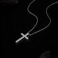 wholesale S925 Sterling Silver Amazon America Cross Border Women's Luxury Full Diamond Cross Pendant Necklace, Unique Small Design with a Premium Feel-0-1