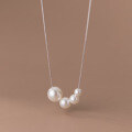 wholesale S925 Sterling Silver Four Synthetic Pearls Necklace with Elegant Design Collarbone Chain Y00137-0-3