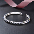 wholesale S990 Sterling Silver Simple Korean-style Student Silver Bracelet Accessory Open-Ended Twist Bangle Women's Elegant Popular Personalized Jewelry-0-2