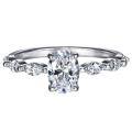 Sterling Silver 1-Carat Moissanite Engagement Ring Set with Stackable Bands-0-3