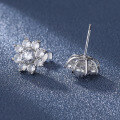 wholesale S925 Sterling Silver Moissanite Sunflower Stud Earrings for Women, Fashionable and Versatile Floral Ear Accessories Factory Wholesale-0-2
