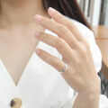 wholesale S925 Sterling Silver Korean Style Minimalist Plain Round Open Joint Tail Ring for Women-0-2