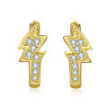 S925 Sterling Silver Moissanite Geometric Lightning Earrings for Men and Women-0-3