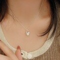 wholesale S925 Sterling Silver Pearl Heart Necklace for Women, Korean Summer New Fashion Minimalist Versatile Light Luxury Collarbone Chain-0-4