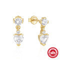 wholesale S925 Sterling Silver Heart Zircon Stud Earrings with Diamond Accents, Korean Style, Ins, Niche, Luxe Design, Versatile Women's Jewelry-0-0