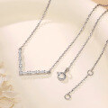 wholesale 18K gold-plated S925 sterling silver cross-border best-selling moissanite V-shaped necklace, minimalist and versatile small trendy collarbone chain-0-2