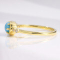 wholesale S925 Silver Gold-Plated Vintage-Inspired Synthetic Turquoise Gemstone Ring for Women, Trendy in 2024-0-2