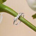 wholesale S925 Sterling Silver New Korean Light Luxury Ring for Women, Letter 'MOM' Design with Zircon Embellishment, Exquisite Closed Adjustable Ring for Women-0-0