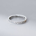 wholesale S925 Sterling Silver Korean Style Minimalist Diamond-Cut Ring R02810 with Unique Design and Delicate Elegance-0-2