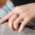 wholesale S925 Sterling Silver Full CZ Prong Setting Round Solitaire Engagement Ring for Women-0-2