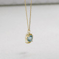 wholesale 9k Gold Fresh and Sweet Light Luxury Advanced Set with Aquamarine Moon Pendant Necklace-0-3