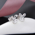 wholesale S925 Silver Korean Fashion Minimalist Student Earrings, Internet Celebrity Same Style, Creative and Cute Bunny Ear Studs Wholesale-0-5