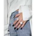 wholesale S925 Sterling Silver Korean Dark Style Wide Band Textured Design Gauze Ring for Women-0-2
