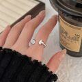 wholesale S925 Sterling Silver Adjustable Open Heavy Work Round Ring Women's Korean Summer New Ins Trendy Finger Ring-0-3