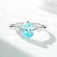 925 Sterling Silver Ring with Ruby, High-Carbon Diamond, Aquamarine, 18K Gold Plated-Sky Blue - CBJZ552  No. 8