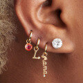 wholesale S925 Sterling Silver Round Cocktail Huggie Hoop Earrings with Colorful Enamel Drops-0-2