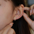 925 Silver Cross Earrings Women's Fashion D Color Moissanite Hip Hop American Style-0-1