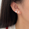 wholesale S925 Sterling Silver Star and Moon Ear Studs Women Korean Dongdaemun Ins Versatile Light Luxury Small and Chic Earrings-0-2